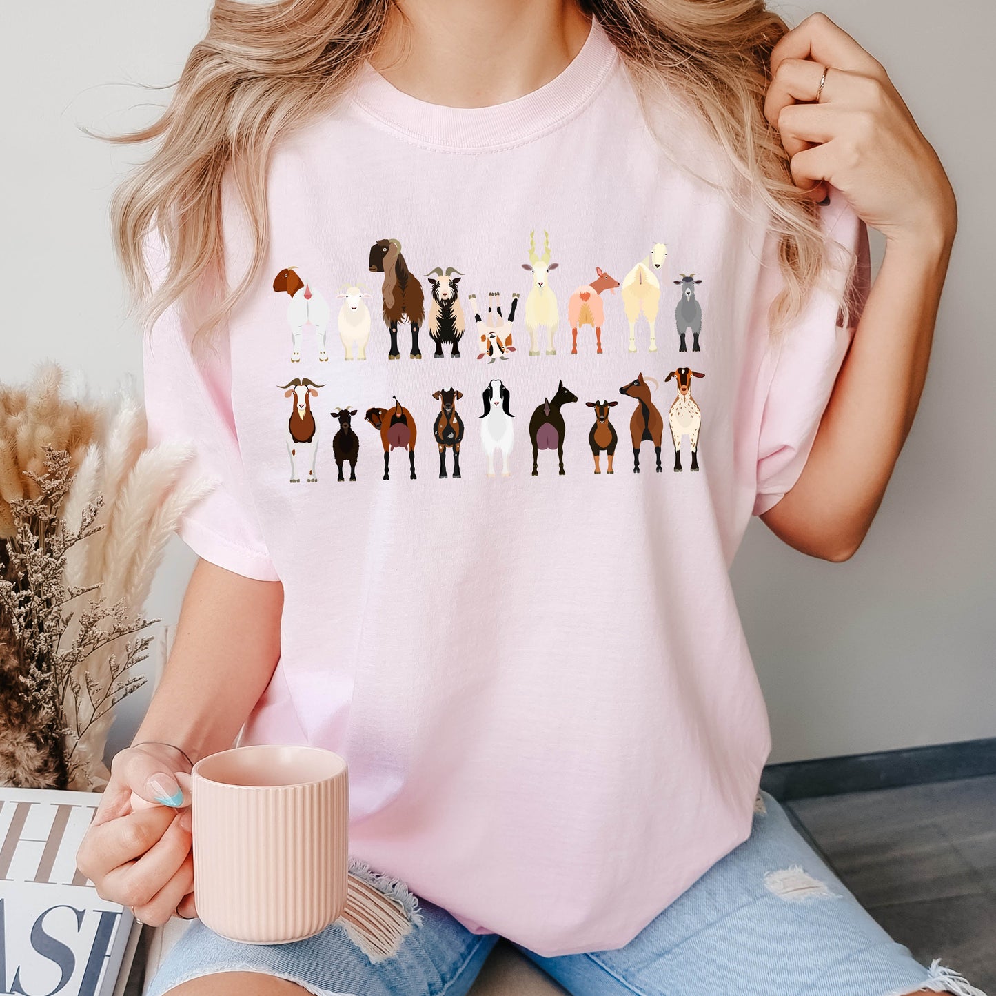 Goat Lovers Comfort Color Tees, Farm Animal Shirts, Illustration, Breeds, Pet Comfort Colors T-Shirt
