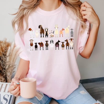Goat Lovers Comfort Color Tees, Farm Animal Shirts, Illustration, Breeds, Pet Comfort Colors T-Shirt
