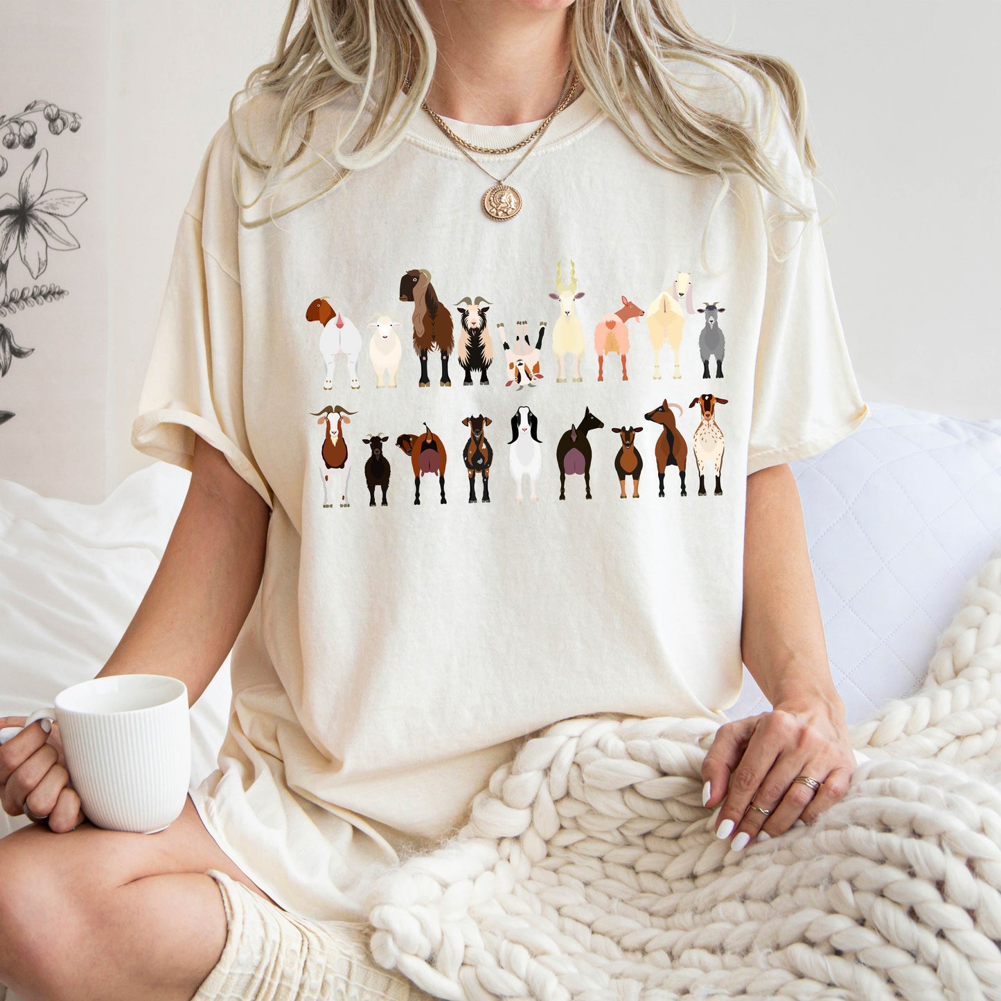 Goat Lovers Comfort Color Tees, Farm Animal Shirts, Illustration, Breeds, Pet Comfort Colors T-Shirt