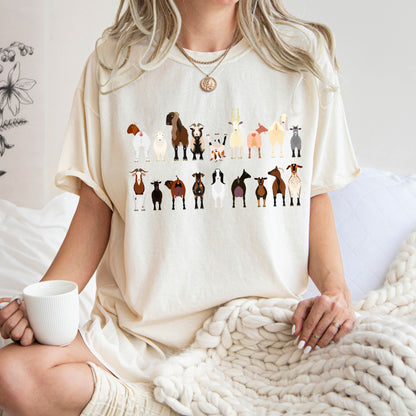 Goat Lovers Comfort Color Tees, Farm Animal Shirts, Illustration, Breeds, Pet Comfort Colors T-Shirt