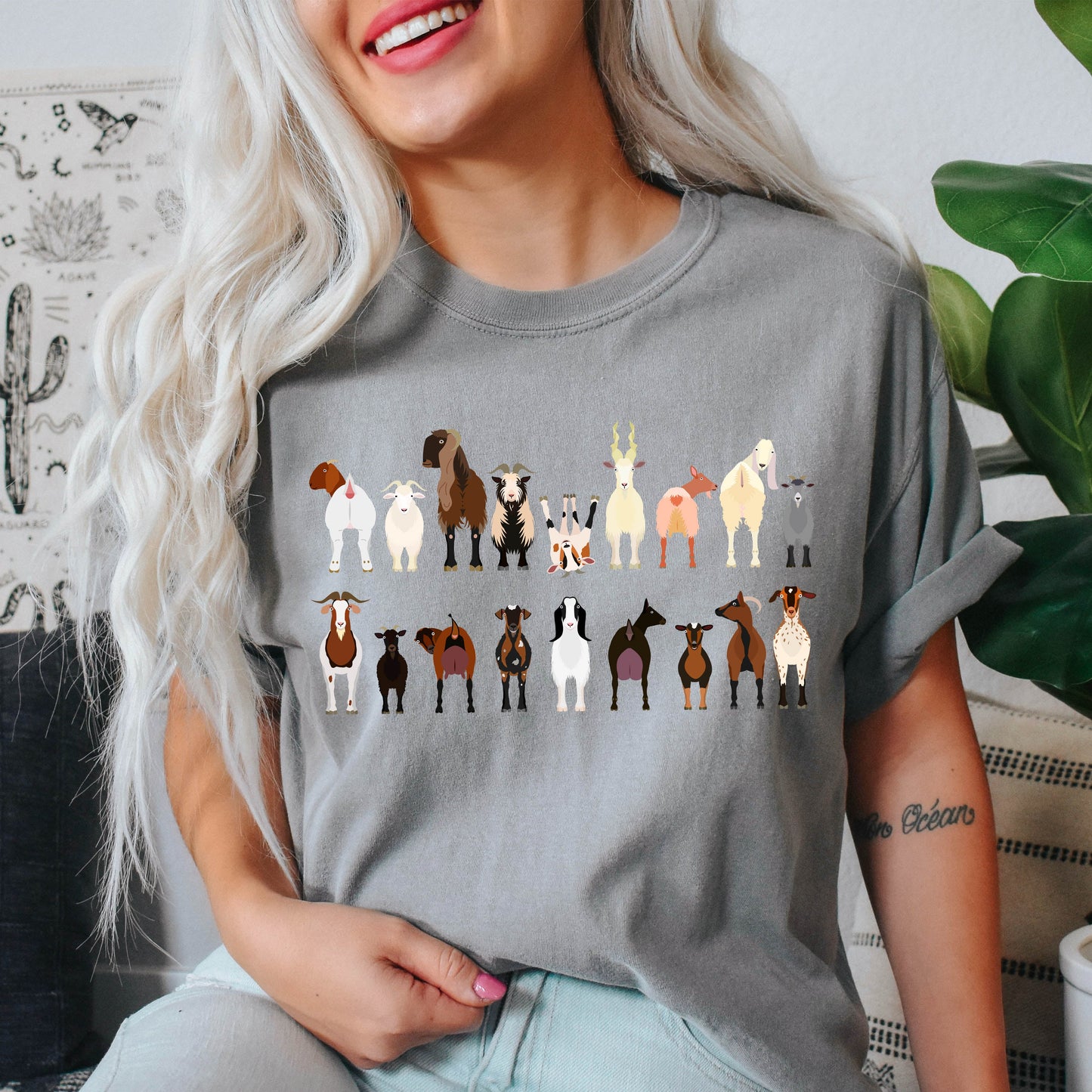 Goat Lovers Comfort Color Tees, Farm Animal Shirts, Illustration, Breeds, Pet Comfort Colors T-Shirt