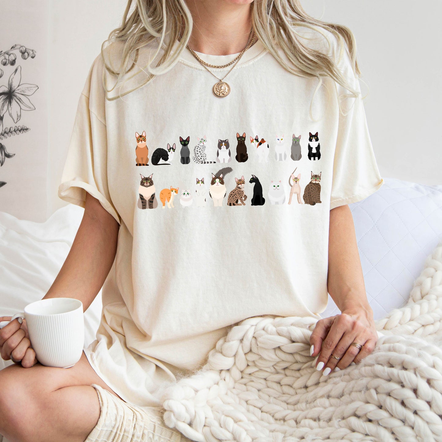 Cat Lovers Comfort Color Tees, Farm Animal Shirts, Illustration, Breeds, Pet Comfort Colors T-Shirt